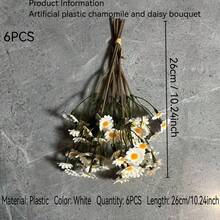 120/60pcs Breathable Artificial Flowers, Chamomile Faux Wedding Bouquet INS Style Floral Decor White Fake Flowers Wedding Artificial Bouquet Flower Arrangement Home Office Outdoor Garden Decor Home Decoration - Multicolor - View 12