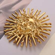 1pc Solid Color Vintage Zinc Alloy European & American Court Style Sun Goddess Relief Brooch, Versatile High-End Lapel Pin Accessory For Blazer, Coat, Trench Coat, Suitable For Women's Daily Wear All Year Round - Multicolor - View 7