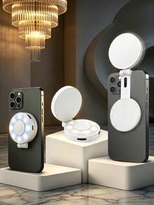 Creative Telescopic Magnetic Phone Fill Light, Suitable For Room, Living Room, Car, Live Streaming, Photography, Selfie, Video Conference, Phone Fill Light, 3-Level Adjustment, Dial Adjustment For Color Temperature And Brightness, Convenient To Carry - Fill Light - View 1