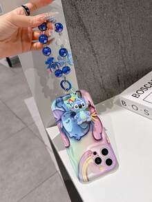 Disney Has Authorized, Phone Case - Chain Set, The Stitch Lilo & Stitch 3D Phone Case Plus A Silicone 3D Stitch Bracelet With Metallic Ring Removable Bracelet, Stitch And Angel Pattern, Compatible With Iphone17/16/15/14/13/12/11/XS/XR/X Plus Pro Max, A Stylish Cartoon Phone Case, The Perfect Gift Choice, Phone Protection, Durable Phone Cover, Great Gift For Friends And Family. - 白色 - 查看 5
