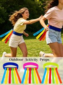 Tail Catching Game Belt, Adjustable Elastic Colorful Ribbon Belt, Tail Catching Game Prop, Suitable For Home Backyard Party, Camping, Outdoor Group Team Building Activity Supplies - Multicolor - View 2