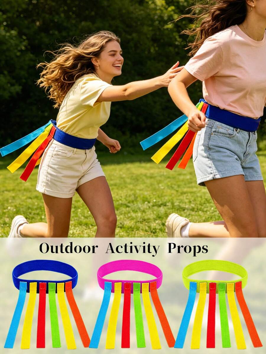 Tail Catching Game Belt, Adjustable Elastic Colorful Ribbon Belt, Tail Catching Game Prop, Suitable For Home Backyard Party, Camping, Outdoor Group Team Building Activity Supplies