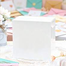 Acrylic White Card Slot Box, Thickened DIY Wedding Box (Blank Without Pattern), Suitable For Banquet Decoration, Fundraising Box, Voting, Graduation Souvenir, Party Gift - White - View 1
