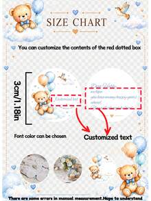 200pcs-Customizable Name Double-Sided Teddy Bear Party Confetti: Includes Cloud, Balloon, Teddy Bear Designs, Suitable For Baby Shower And Theme Parties - Multicolor - View 9