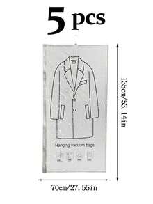 1pc/3pcs/4pcs/5pcs Hanging Vacuum Compression Bags, Wardrobe Clothing Storage, Hanging Vacuum Storage Bags, Space-Saving Storage Space With Unique Hook Design, Clothes Can Be Directly Hung Into The Bag, No Folding Required, Completely Avoid Stubborn Creases Caused By Traditional Compression Bag Folding Storage, Especially Suitable For Suits/Coats/Silk Dresses And Other Wrinkle-Prone Clothing. Ready To Wear Upon Removal, Saving The Trouble Of Ironing. Suitable For Student Dormitory And Home Storage, Can Compress And Hang Off-Season Thick Clothing To Save Wardrobe Space. - Multicolor - View 13