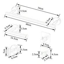 Set Of 5 Brushed Nickel Stainless Steel Wall Mounted Towel Rails With 2 Hooks For Bathroom, Towel Racks And Toilet Roll Holders - 拉絲鎳 - 查看 9