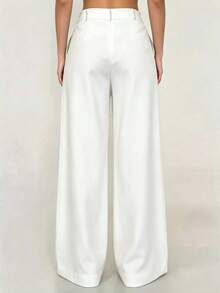 Pantalones largos drapeados de diseño asimétrico, estilo nuevo, ropa de calle para ir al trabajo en otoño - Blanco - Ver 3