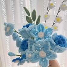 250/500 Peças Hastes de Chenille para Buquê DIY, Hastes de Flor de Chenille para Buquê de Formatura Feito à Mão, Varas de Pelúcia de Flor Feitas à Mão, Projeto de Arte de Presente DIY (Cor Azul, 12 Polegadas) - Multicolorido - Visão 9