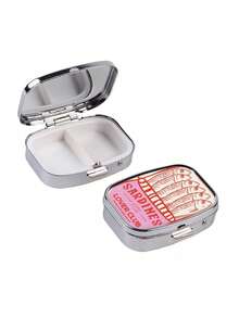 1pc Hand-Painted Herring Theme Square Pill Box, Compact Double-Layer Storage Box, Perfect For Home Use And Travel, Ideal For Pockets And Bags, Unique Gift Choice - Multicolor - View 7