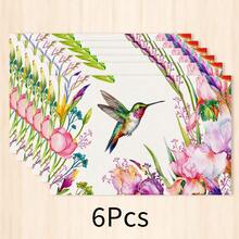 1pc Bird And Flower Placemat, Breakfast Mat, Coffee Mat, Coaster Set, Bowl And Plate Mat, Home Decor, Kitchen Accessory, Easy To Clean Placemat, Suitable For Home, Kitchen, Dining Room Table Decor, Holiday Gift, Multi-Piece Combination Pack, Linen Placemat - Multicolor - View 13
