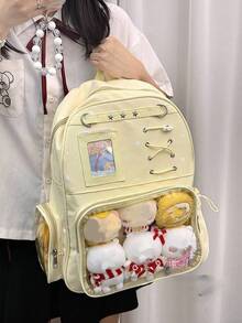 1個日式新時尚休閒大學Y2K星星輕量大容量女用痛包後背包，適合日常購物、通勤、聚會、節日禮物 - 彩色 - 查看 12