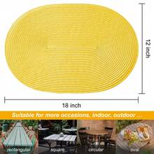 12*18 Inch Oval Woven Placemats, 4.72 Inch Coasters, Multiple Colors Available, Plastic Material, Washable, Heat-Insulating Table Mats, Coasters, Vase Mats, Tabletop Decor, Suitable For Wedding, Holiday Party, Kitchen, Christmas, New Year Party Decoration - Yellow - View 5