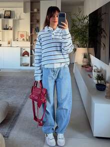 Women's New Colorblock Striped Knit Sweater, Collegiate Style For Commuting, Autumn/Winter - Multicolor - View 5