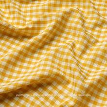 Seersucker Plaid Fabric - Breathable, Textured Gingham Cotton Material For Shirts, Dresses, And Handmade Crafts - Yellow and White, 50*150cm - View 1