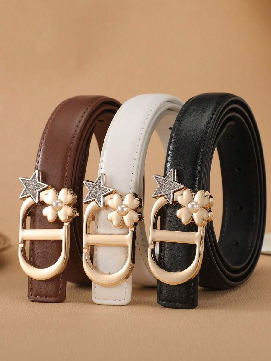 Women's Versatile Decorative Business Letter Design Belt, High-End Fashion Accessory Waist Belt For Pants - Multicolor - View 1