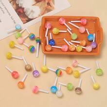 混裝約30個無孔迷你DIY棒棒糖飾品，樹脂配件適用於美甲、耳環、髮飾、文具、手機殼、鑰匙圈、杯子，DIY珠寶製作材料組 - 彩色 - 查看 1