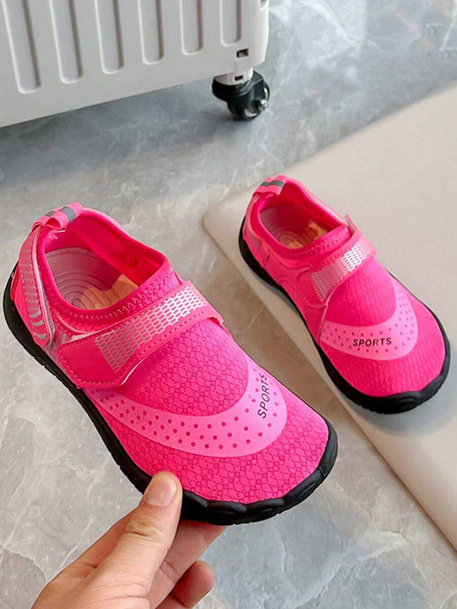 1 Pair Spring/Autumn Kids Outdoor Anti-Slip Water Shoes, Girls Mesh Quick-Dry Breathable Sports Shoes, Soft Comfortable Beach Shoes For Travel - Red Violet - View 1