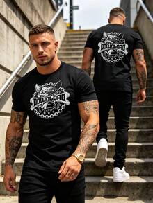 Herren Schlichte Rundhals Kurzarm Lässig Top, Alltags T-Shirt - 黑色 - 查看 6