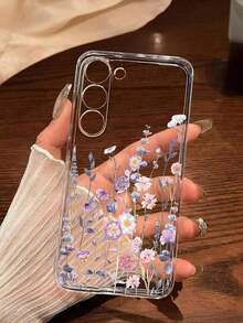 1 Piece Fashionable Blue Flower Design Soft Phone Case, Compatible With IPhone, Honor, , Galaxy A04e/12/A13/A14/A34/A50/A52/A53/A54/S21/S22/S23/S24/S25/S25Ultra, 6A/7A/8A, 12T/13T, Waterproof, Shockproof, Dropproof, Scratch-Resistant, International Version, Not The Domestic Version - 透明 6 - 查看 1