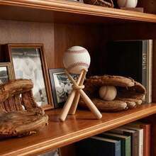 Soporte de Madera para Exhibición de Pelotas de Béisbol Tipo Grada, Decoración de Centro de Mesa para Entusiastas del Béisbol, para Escritorio (Pelota de Béisbol No Incluida) - Albaricoque - Ver 5