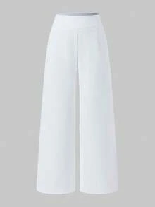 Elegant Casual Business Office Commute Minimalist Trousers White - White - View 6