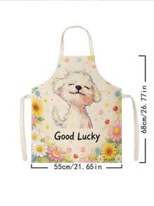 1pc, Cute Puppy, Kitten, French Fries & Rabbit Pattern Polyester Apron, Suitable For Cooking, Baking, And Gardening - Can Be Used As Attire For The Kitchen And Dining. - Multicolor - View 10