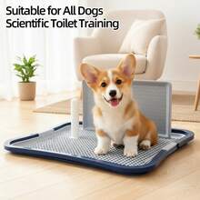 Indoor Dog Potty Tray With Removable Post, Non-Slip Grid Puppy Training Pad Holder, Leakproof Pet Toilet For Small Medium Dogs Indoor Housebreaking - View 2