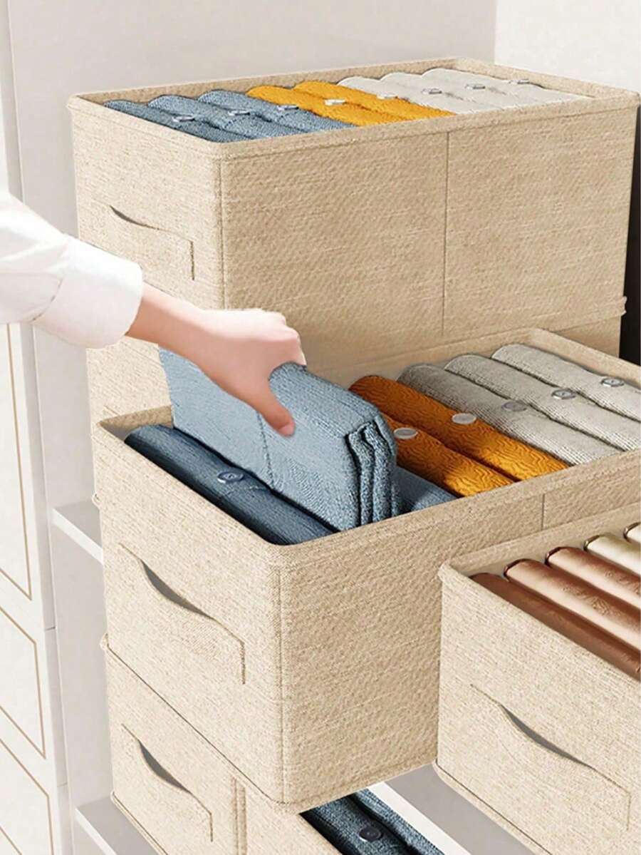1 Stück faltbare Kleideraufbewahrungsbox mit Griff, Stoff-Kleiderschrank-Organizer-Schublade, geeignet zum Aufbewahren von Kleidung, Jeans, Pullovern, BHs, Heimdekoration, Raumteiler-Schrank, Schlafzimmer-Dekoration, Schulanfang