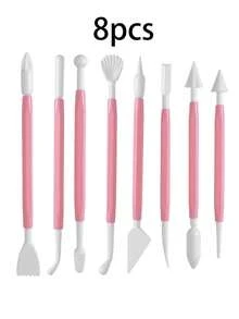 1pc/8pcs/10pcs Plastic Rolling Pin With Guide Ring, Wilton Large Soft Candy Rolling Pin, Non-Stick Dough Roller For Home Use, Ideal Soft Candy Roller, Flour Stick, Bread And Dough Kneading Kitchen Tool, Marshmallow Cake Decoration Manual Tool, Sugar Craft Soft Candy Frosting Smoothing Rolling Pin Trimmer Embossing Flower Scissors Shaping Accessory Set, Multi-Functional, Perfect For DIY, Perfect For Cookie Dough, Pie Crust, Sugar Craft, Soft Candy, Marzipan, Cupcakes And Even Craft Clay, Easy For Professionals And Beginners To Use - Multicolor - View 17
