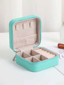 1pc Large Capacity Jewelry Box, PU Leather Jewelry Box, Portable Travel Jewelry Organizer, Multi-Layer Jewelry Display Box, Compact Earring Ring Box, Jewelry Storage And Organization, Women's Gift Box, Travel Essential. - Multicolor - View 18