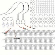 1 Set Earring Making Kit, 20-230 Pieces, 925 Silver Plated Ear Wires, Jump Rings, Transparent Silicone Backs, Suitable For DIY Earring Jewelry Making Accessories - Set - View 10