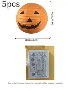 5 pièces Lanternes en papier citrouille d'Halloween, lumières de citrouille pour décoration de jardin extérieur, arrangement de scène détachable, lanternes en papier effrayantes pour Halloween et Thanksgiving, décoration suspendue pour jardin, arbre et cour, lanternes en papier citrouille pour farces, lanternes citrouille orange, décoration de fête d'Halloween, lanternes en papier suspendues intérieur/extérieur (sans lumières) - Multicolore - Voir 12