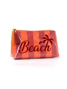Colorful Striped Tassel Zipper Palm Tree Print Waterproof PVC Makeup Bag, Portable Travel Cosmetic Storage Bag, Multi-Functional Toiletry Bag, Perfect For Beach, Swimming Pool, Cruise And Holiday Essentials, Suitable For Summer Lovers, Unique Teacher's Day Gift, Birthday Gift, Holiday Gift, Party Gift, Vacation Gift, Back To School Gift - Multicolor - View 13