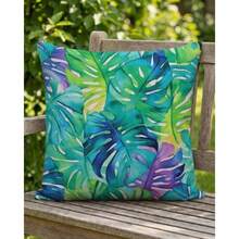 Funda almohada verano 18 x 18 pulgadas funda almohada corativa s es Funda cojín acuarela ver para sofá patio sofá decoración al aire - Hoja de Monstera - Ver 8