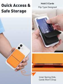 EIGIIS 1pc Magnetic Phone Card Holder, 3-Card Capacity, Flip Cover Design, Suitable For Daily Use, Modern Wallet Design, Durable Wallet Fits All Phones, Magnetic Phone Case - Multicolor - View 4