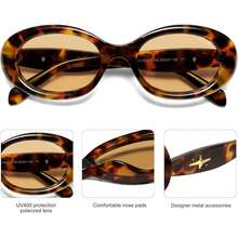 SOJOS Retro Oval Polarized Sg Women Men 90s Vintage Tiny Glasses SJ2286. - Brown/Light Brown - View 8