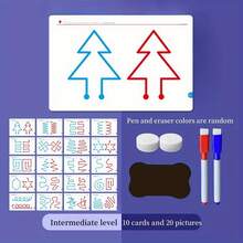 60 Reusable Whole Brain Training Cards, Hand-Eye Coordination Training Cards, Including 3 Difficulty Levels From Beginner To Advanced Challenge, Focus And Fine Motor Skill Development, Scientific Educational Material Pen And Chalkboard Eraser Random Color - A - View 8