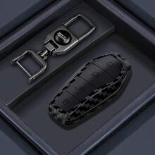 ABS Carbon Fiber Car Key Case Cover Shell For BYD Qin Plusdmi Atto 3 EV Dolphin Durable 4 Buttons Protected Keychain Fob Bag - Type a - View 4
