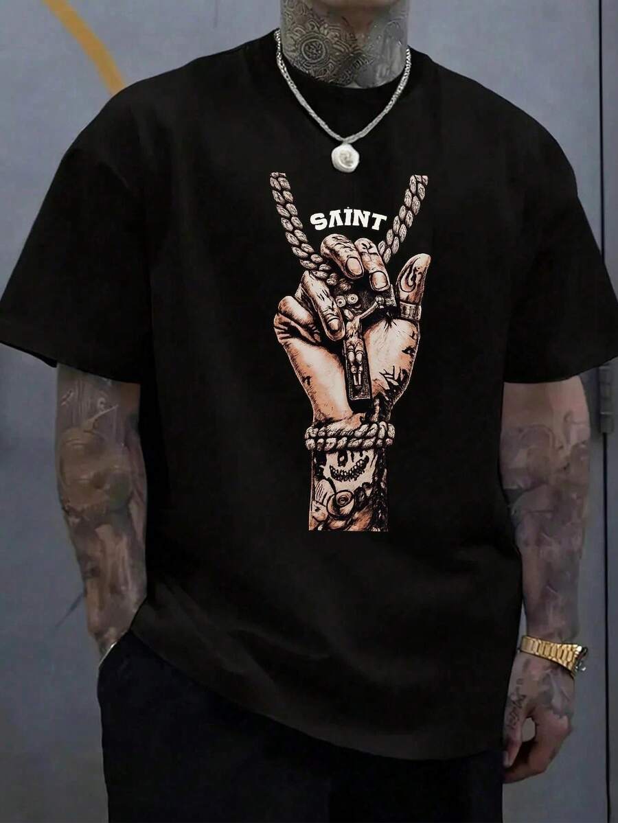 Nueva Camiseta de Verano Y2k, Camiseta de Manga Corta para Hombre de Algodón Puro, Cómoda y Transpirable, Casual para Exteriores. - Negro - Ver 1