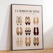 1pc Framed/Unframed Woman Heels Fashion Canvas Poster Luxury Shoe Closet Wall Art Print Minimalist Girly Room Aesthetic Decor Scroll Painting For Makeup Room,Beauty Salon Room,Dorm,Modern Home Decoration - A - View 2