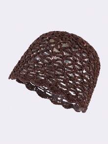 1 buah Topi Beanie Tanpa Pinggiran Berumbai Rajutan Berongga Berhiaskan Payet untuk Wanita, Cocok untuk Penggunaan Sehari-hari - Topi rajut berpayet dengan hiasan renda - View 28
