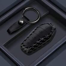 ABS Carbon Fiber Car Key Case Cover Shell For BYD Qin Plusdmi Atto 3 EV Dolphin Durable 4 Buttons Protected Keychain Fob Bag - Type a - View 8