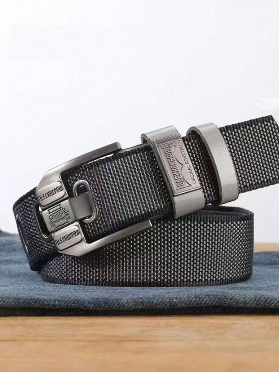 2026 New Plain Nylon Belt For Men, Simple Style Sliding Buckle, Adjustable For Parties And Business, Year-Round Wear, For Teens, Young Adults, Daily Use - 黑色 - 查看 1