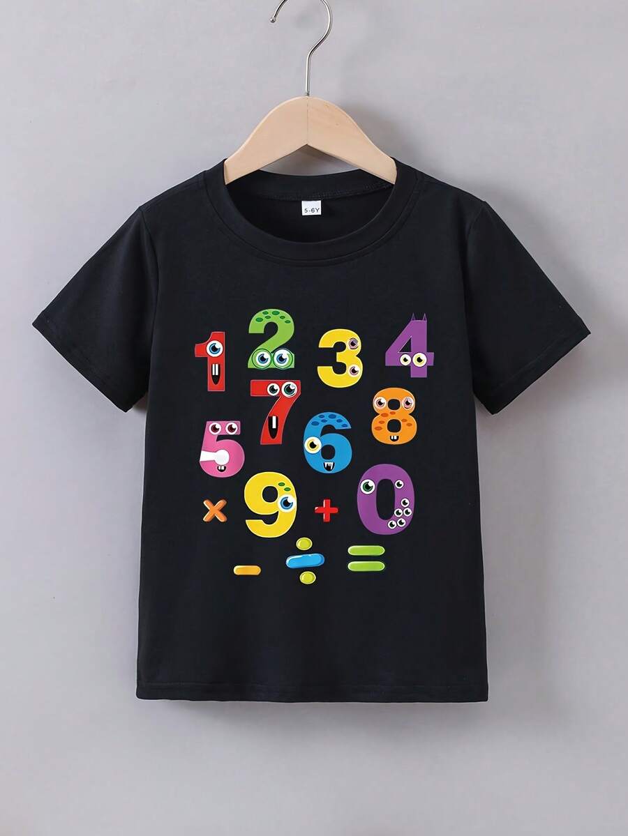 Camiseta de Práctica de Matemáticas: Tabla de Multiplicar del 0 al 10, Tabla de Multiplicación y División Codificada por Colores, Top Educativo de Verano - Negro - Ver 1