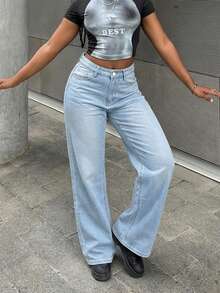 Boyfriend Style Straight Leg Jeans For Women - Blue - View 5