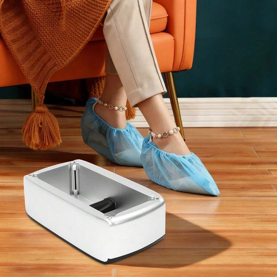 Silver Manual Pedal Automatic Shoe Cover Dispenser, Anti-Slip PVC Base Easy Load T-Buckle Shoe Cover Machine(Shoe Covers Not Included) - Silver - View 1