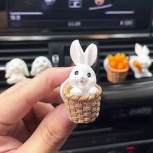 3D Auto-Lüftungsdekoration Clip, süßer Hase, Karotte, mit Aromatherapie-Funktion, kann Dufttabletten halten, frische Luft - A - Übersicht 9