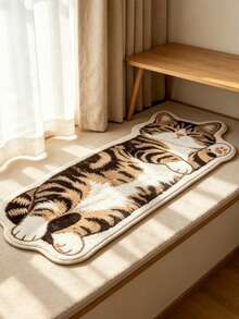 1pc Cat Long Strip Pattern Bedroom Decor Rug, Decorative Rug, Bedroom Decor, Small Rug, Rug, Home Decor, Living Room Rug, Living Room Small Rug, Bedroom Rug, Living Room Home Decor, Outdoor Rug, Washable Rug - Multicolor - View 2