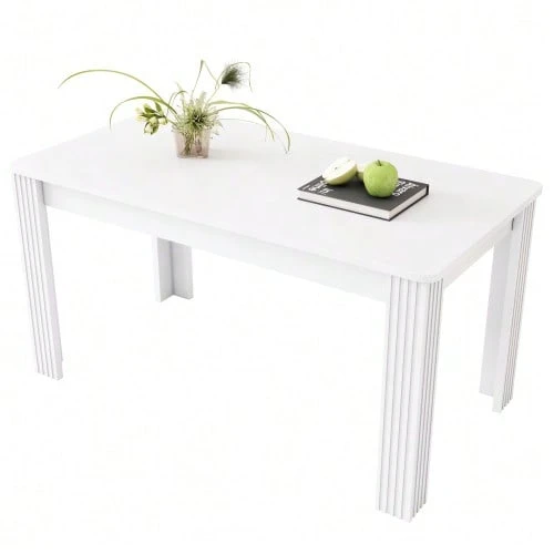 Dining Table, Contemporary Dining Table, Sturdy Dining Table, Four-Legged Table, Oak Table, Rectangular Dining Table, Coffee/Leisure Table, Modern And Minimalist Dining Table - 白色 - 查看 1