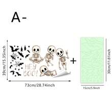 1Set Glow In The Dark Halloween Static Window Stickers, Multi-Style Ghost Pumpkin Skeleton Bat Spider Web HEY BOO Pattern Fluorescent Glass Clings, No Adhesive Reusable Decor For Store Cafe Glass Door Window Halloween Party Home Decor. - Multicolor - View 18